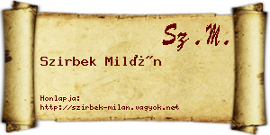 Szirbek Milán névjegykártya