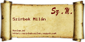 Szirbek Milán névjegykártya